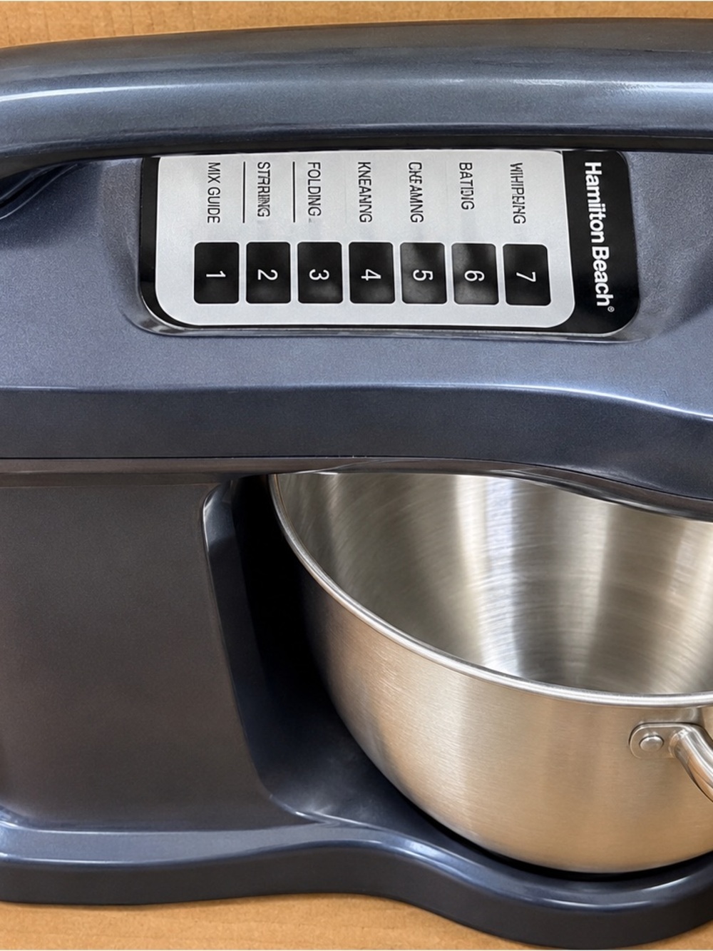 Hamilton Beach Gray Stand Mixer with Stainless Steel Bowl with accessory